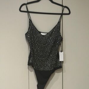 ASTR the Label - Black Bodysuit with Silver Accents - Size Large